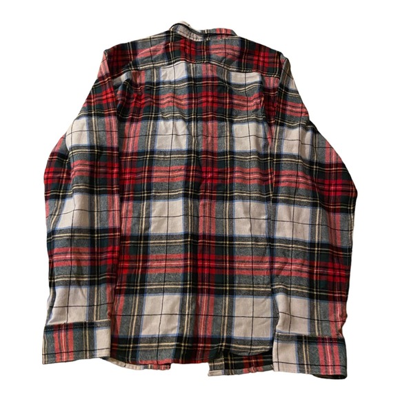 Old Navy Christmas Red White Black Blue Plaid Pocket Flannel Shirt Large New - Picture 2 of 2